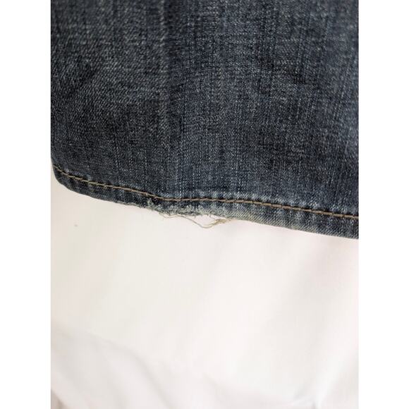 Seven 7 Boot Jeans Mens 34x32 Blue Dark Wash Distressed Flap Pocket - Picture 11 of 11